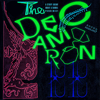 10x10 (or, The Decameron) _ text and designs in bright colors and disjointed style